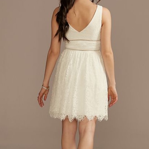 NWT New David’s Bridal DB Studio v-neck lace short sheath party dress 2 - Picture 2 of 5